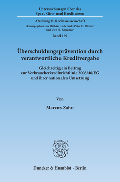 Überschuldungsprävention durch verantwortliche Kreditvergabe Überschuldungsprävention durch verantwortliche Kreditvergabe