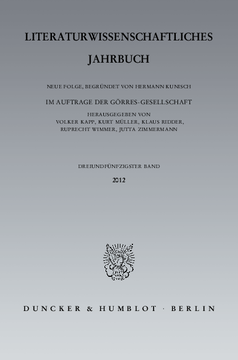 Literaturwissenschaftliches Jahrbuch Literaturwissenschaftliches Jahrbuch