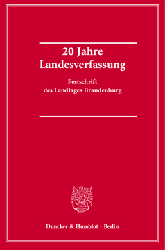 20 Jahre Landesverfassung 20 Jahre Landesverfassung