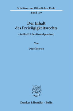 Der Inhalt des Freizügigkeitsrechts (Artikel 11 des Grundgesetzes) Der Inhalt des Freizügigkeitsrechts (Artikel 11 des Grundgesetzes)
