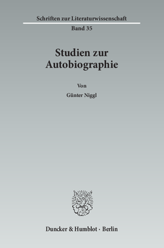 Studien zur Autobiographie Studien zur Autobiographie