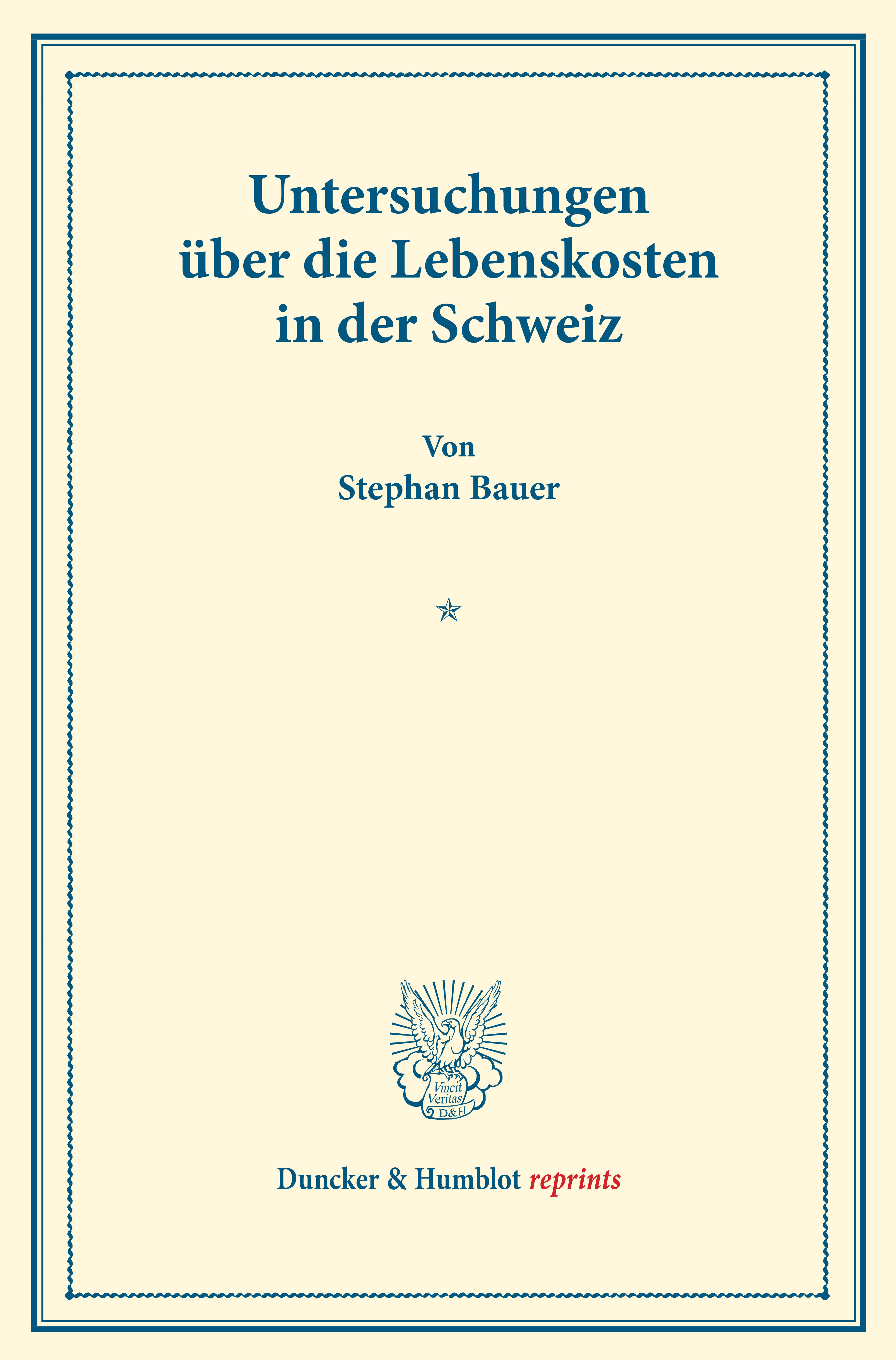 Untersuchungen über die Lebenskosten in der Schweiz