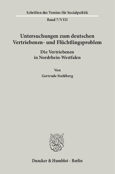 Untersuchungen zum deutschen Vertriebenen- und Flüchtlingsproblem Untersuchungen zum deutschen Vertriebenen- und Flüchtlingsproblem