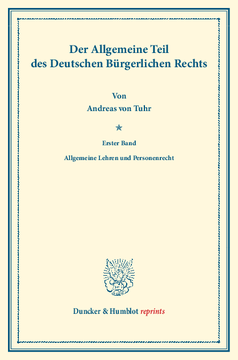 Der Allgemeine Teil des Deutschen Bürgerlichen Rechts Der Allgemeine Teil des Deutschen Bürgerlichen Rechts