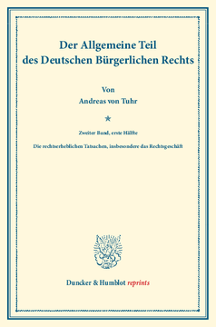 Der Allgemeine Teil des Deutschen Bürgerlichen Rechts Der Allgemeine Teil des Deutschen Bürgerlichen Rechts