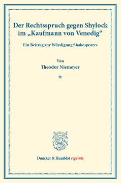 Der Rechtsspruch gegen Shylock im »Kaufmann von Venedig« Der Rechtsspruch gegen Shylock im »Kaufmann von Venedig«