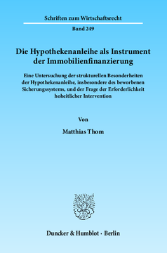 Die Hypothekenanleihe als Instrument der Immobilienfinanzierung Die Hypothekenanleihe als Instrument der Immobilienfinanzierung