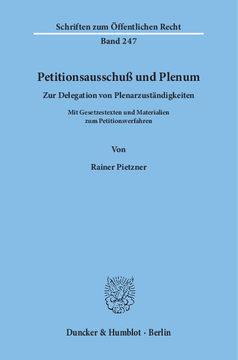 Petitionsausschuß und Plenum Petitionsausschuß und Plenum