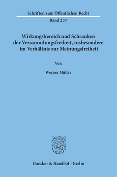 Wirkungsbereich und Schranken der Versammlungsfreiheit, insbesondere im Verhältnis zur Meinungsfreiheit Wirkungsbereich und Schranken der Versammlungsfreiheit, insbesondere im Verhältnis zur Meinungsfreiheit