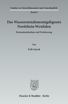 Das Wasserentnahmeentgeltgesetz Nordrhein-Westfalen Das Wasserentnahmeentgeltgesetz Nordrhein-Westfalen
