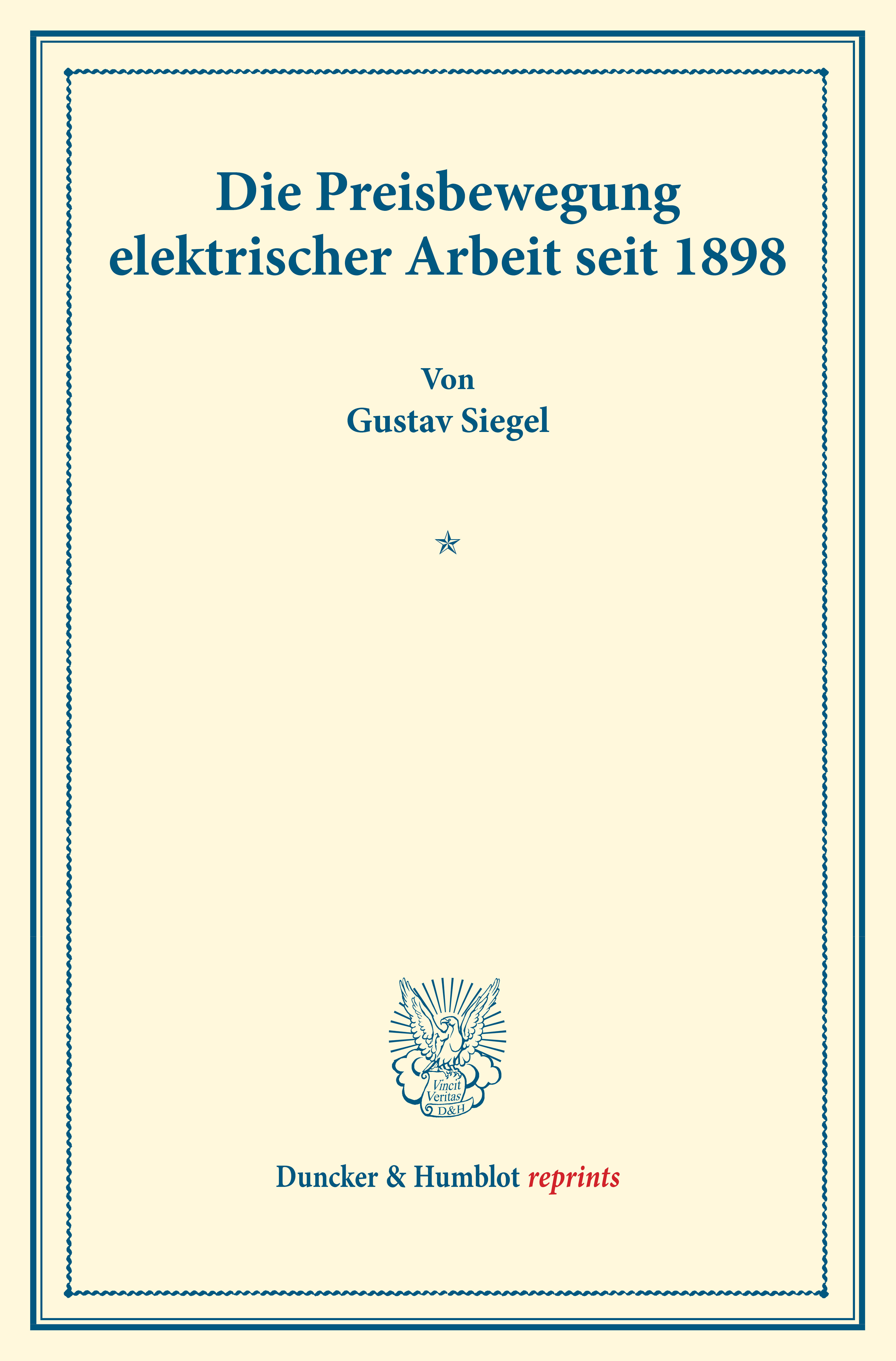 Die Preisbewegung elektrischer Arbeit seit 1898