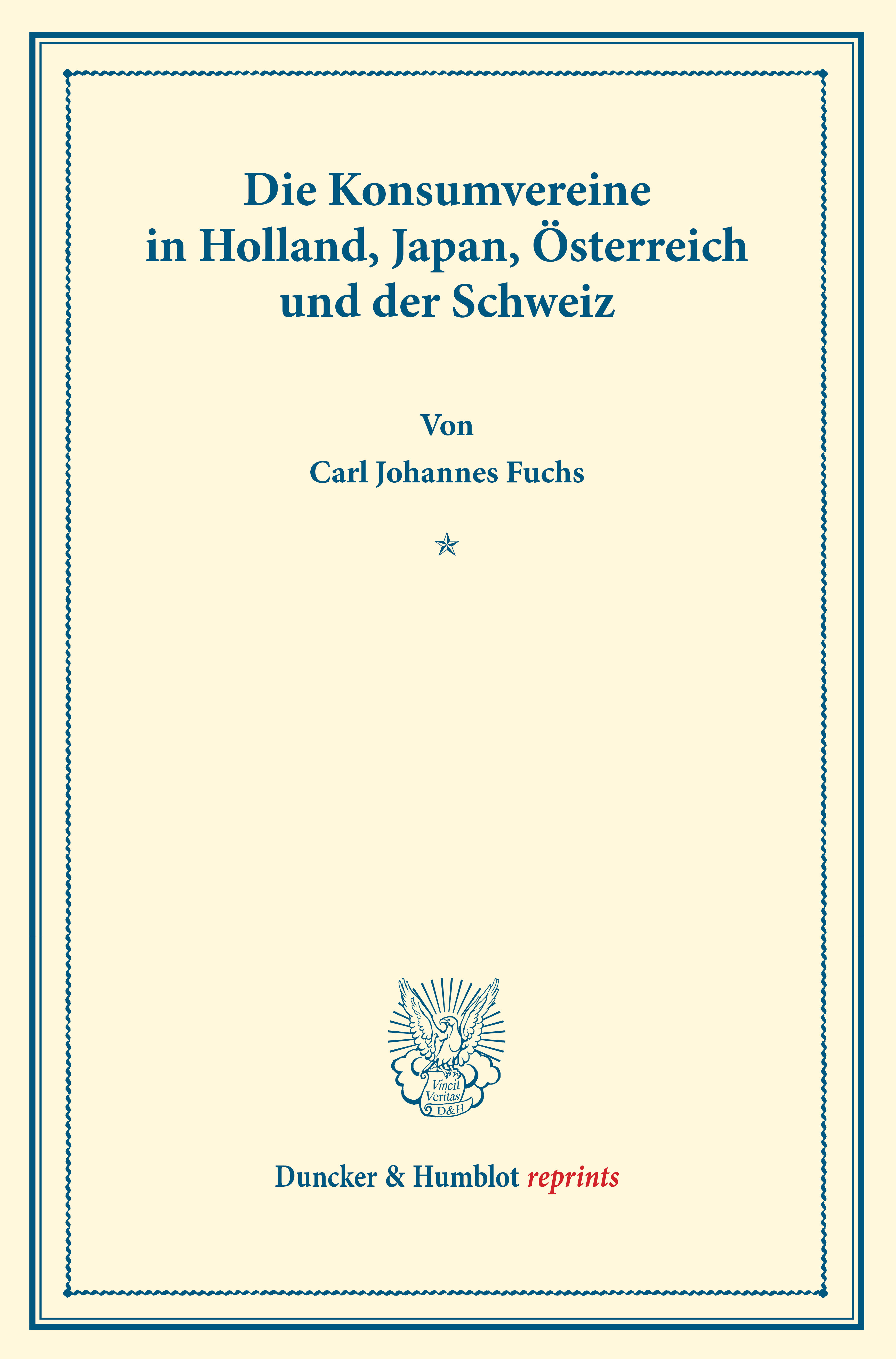 Die Konsumvereine in Holland, Japan, Österreich und der Schweiz