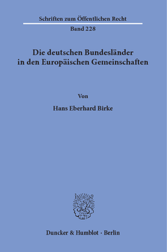 Die deutschen Bundesländer in den Europäischen Gemeinschaften Die deutschen Bundesländer in den Europäischen Gemeinschaften