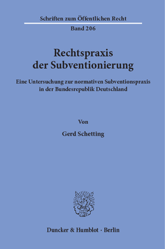 Rechtspraxis der Subventionierung Rechtspraxis der Subventionierung