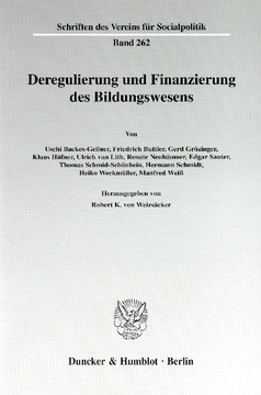 Deregulierung und Finanzierung des Bildungswesens Deregulierung und Finanzierung des Bildungswesens