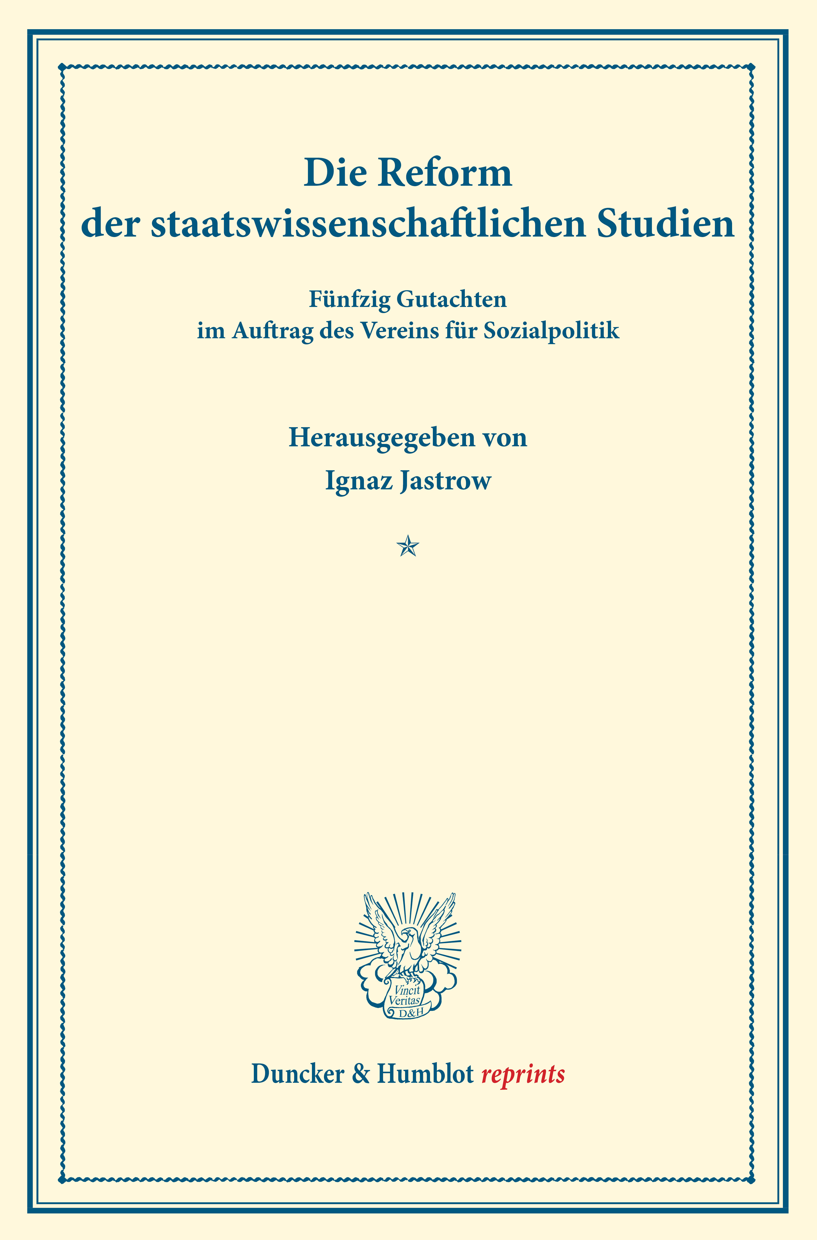 Die Reform der staatswissenschaftlichen Studien