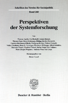 Perspektiven der Systemforschung Perspektiven der Systemforschung
