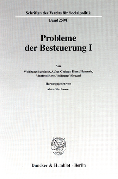 Probleme der Besteuerung I Probleme der Besteuerung I