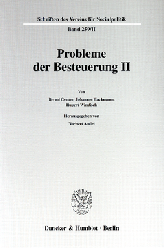 Probleme der Besteuerung II Probleme der Besteuerung II