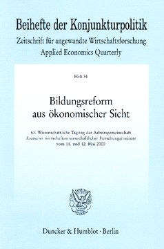 Bildungsreform aus ökonomischer Sicht Bildungsreform aus ökonomischer Sicht