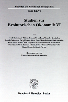 Studien zur Evolutorischen Ökonomik VI Studien zur Evolutorischen Ökonomik VI