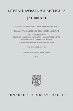 Literaturwissenschaftliches Jahrbuch Literaturwissenschaftliches Jahrbuch