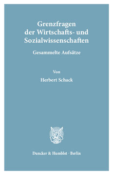 Grenzfragen der Wirtschafts- und Sozialwissenschaften Grenzfragen der Wirtschafts- und Sozialwissenschaften