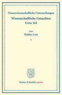 Finanzwissenschaftliche Untersuchungen
