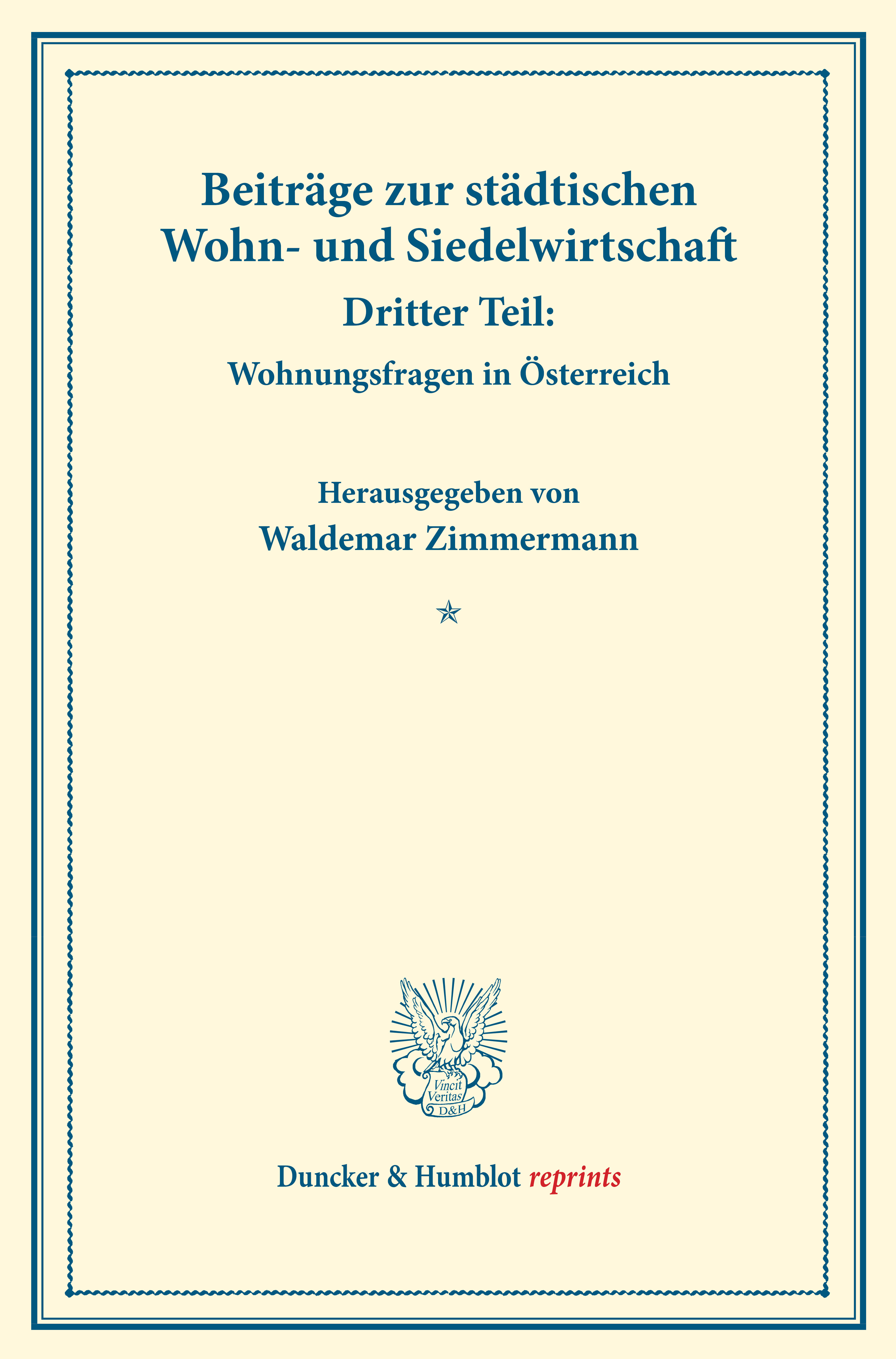Beiträge zur städtischen Wohn- und Siedelwirtschaft
