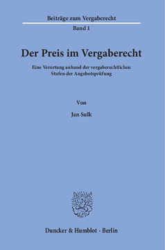 Der Preis im Vergaberecht Der Preis im Vergaberecht