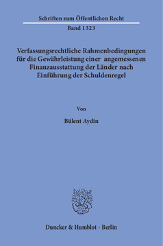 Verfassungsrechtliche Rahmenbedingungen für die Gewährleistung einer angemessenen Finanzausstattung der Länder nach Einführung der Schuldenregel Verfassungsrechtliche Rahmenbedingungen für die Gewährleistung einer angemessenen Finanzausstattung der Länder nach Einführung der Schuldenregel