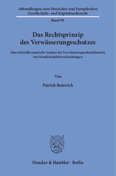 Das Rechtsprinzip des Verwässerungsschutzes Das Rechtsprinzip des Verwässerungsschutzes