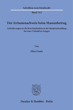 Der Irrtumsnachweis beim Massenbetrug Der Irrtumsnachweis beim Massenbetrug