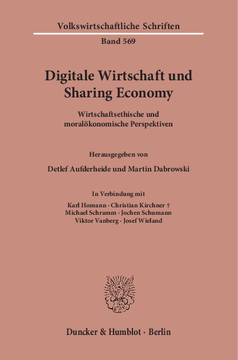 Digitale Wirtschaft und Sharing Economy Digitale Wirtschaft und Sharing Economy