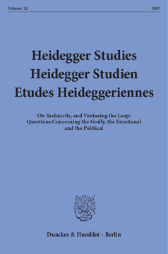 Heidegger Studies / Heidegger Studien / Etudes Heideggeriennes Heidegger Studies / Heidegger Studien / Etudes Heideggeriennes