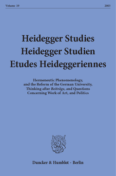 Heidegger Studies / Heidegger Studien / Etudes Heideggeriennes Heidegger Studies / Heidegger Studien / Etudes Heideggeriennes