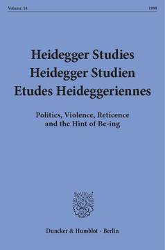Heidegger Studies / Heidegger Studien / Etudes Heideggeriennes Heidegger Studies / Heidegger Studien / Etudes Heideggeriennes