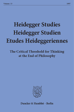 Heidegger Studies / Heidegger Studien / Etudes Heideggeriennes Heidegger Studies / Heidegger Studien / Etudes Heideggeriennes