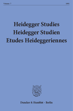 Heidegger Studies / Heidegger Studien / Etudes Heideggeriennes Heidegger Studies / Heidegger Studien / Etudes Heideggeriennes