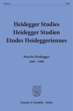 Heidegger Studies / Heidegger Studien / Etudes Heideggeriennes Heidegger Studies / Heidegger Studien / Etudes Heideggeriennes