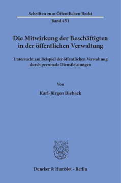 Die Mitwirkung der Beschäftigten in der öffentlichen Verwaltung, Die Mitwirkung der Beschäftigten in der öffentlichen Verwaltung,