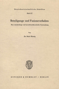 Beteiligungs- und Fusionsvorhaben Beteiligungs- und Fusionsvorhaben