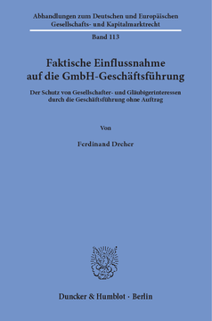 Faktische Einflussnahme auf die GmbH-Geschäftsführung Faktische Einflussnahme auf die GmbH-Geschäftsführung