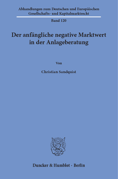 Der anfängliche negative Marktwert in der Anlageberatung Der anfängliche negative Marktwert in der Anlageberatung
