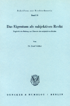 Das Eigentum als subjektives Recht Das Eigentum als subjektives Recht