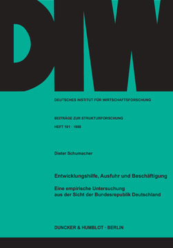 Entwicklungshilfe, Ausfuhr und Beschäftigung Entwicklungshilfe, Ausfuhr und Beschäftigung