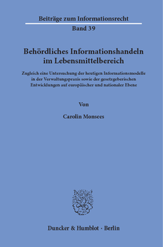 Behördliches Informationshandeln im Lebensmittelbereich Behördliches Informationshandeln im Lebensmittelbereich