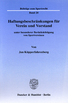 Haftungsbeschränkungen für Verein und Vorstand Haftungsbeschränkungen für Verein und Vorstand