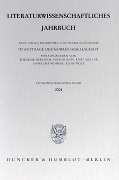 Literaturwissenschaftliches Jahrbuch Literaturwissenschaftliches Jahrbuch