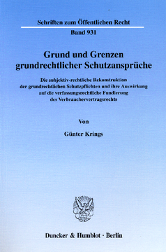 Grund und Grenzen grundrechtlicher Schutzansprüche Grund und Grenzen grundrechtlicher Schutzansprüche